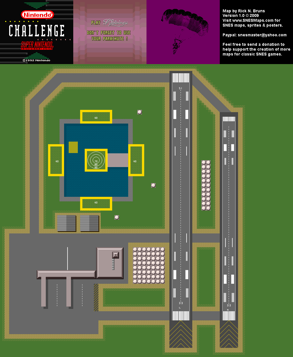 1992 Campus Challenge Pilotwings Map 3 - SNES Super Nintendo