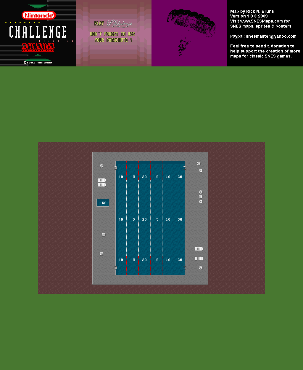 1992 Campus Challenge Pilotwings Map 4 - SNES Super Nintendo