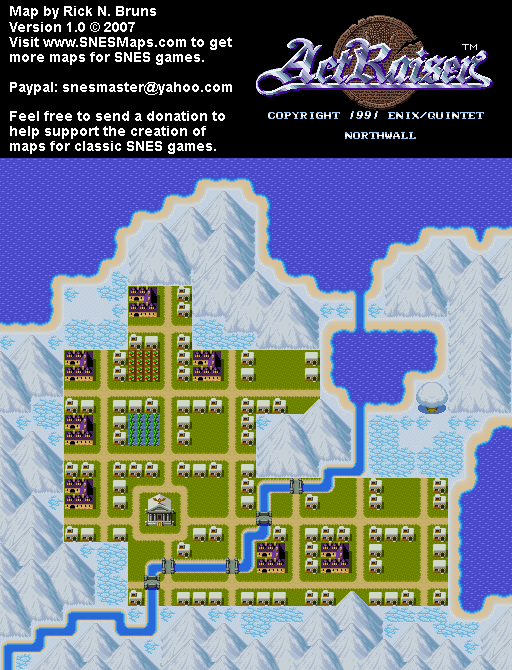 Actraiser - Northwall Map Populated - SNES Super Nintendo