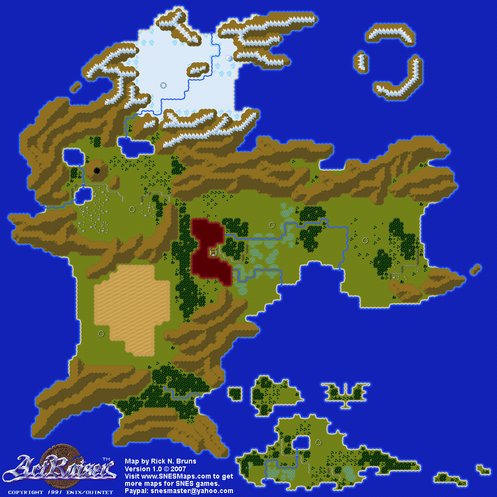 Actraiser - World Map Unpopulated - SNES Super Nintendo