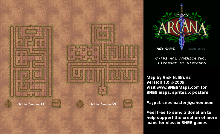Arcana - Chapter 1: The Journey Begins Background Map - SNES Super Nintendo
