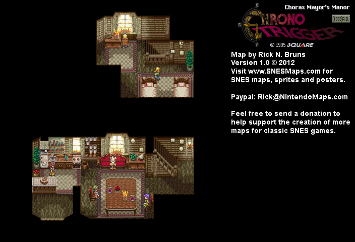 Chrono Trigger - Choras Mayor's Manor (1000 AD) Super Nintendo SNES Map