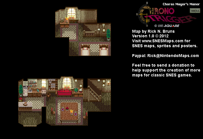 Chrono Trigger - Choras Mayor's Manor (1000 AD) Super Nintendo SNES Map BG