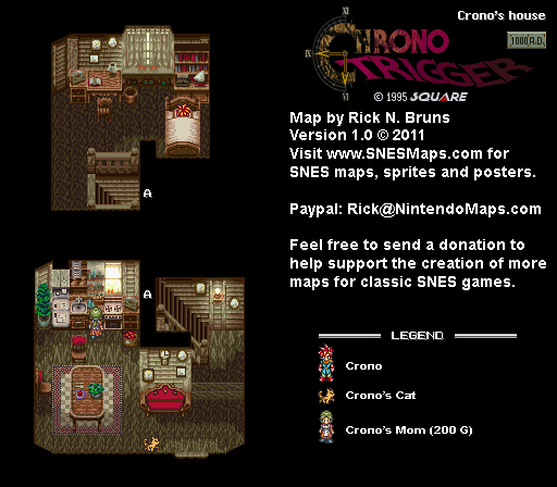 Chrono Trigger - Crono's House (1000 AD) Super Nintendo SNES Map