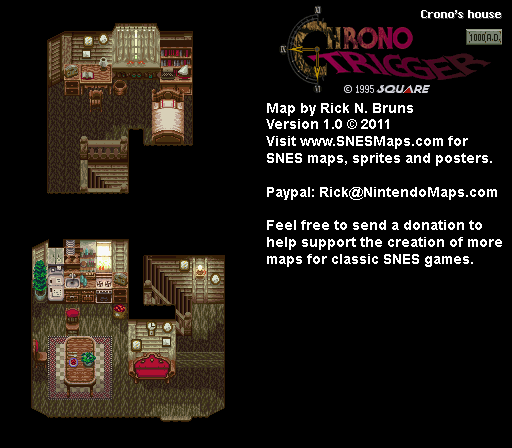 Chrono Trigger - Crono's House (1000 AD) Super Nintendo SNES Map BG