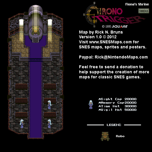 Chrono Trigger - Fiona's Shrine (1000 AD) Super Nintendo SNES Map