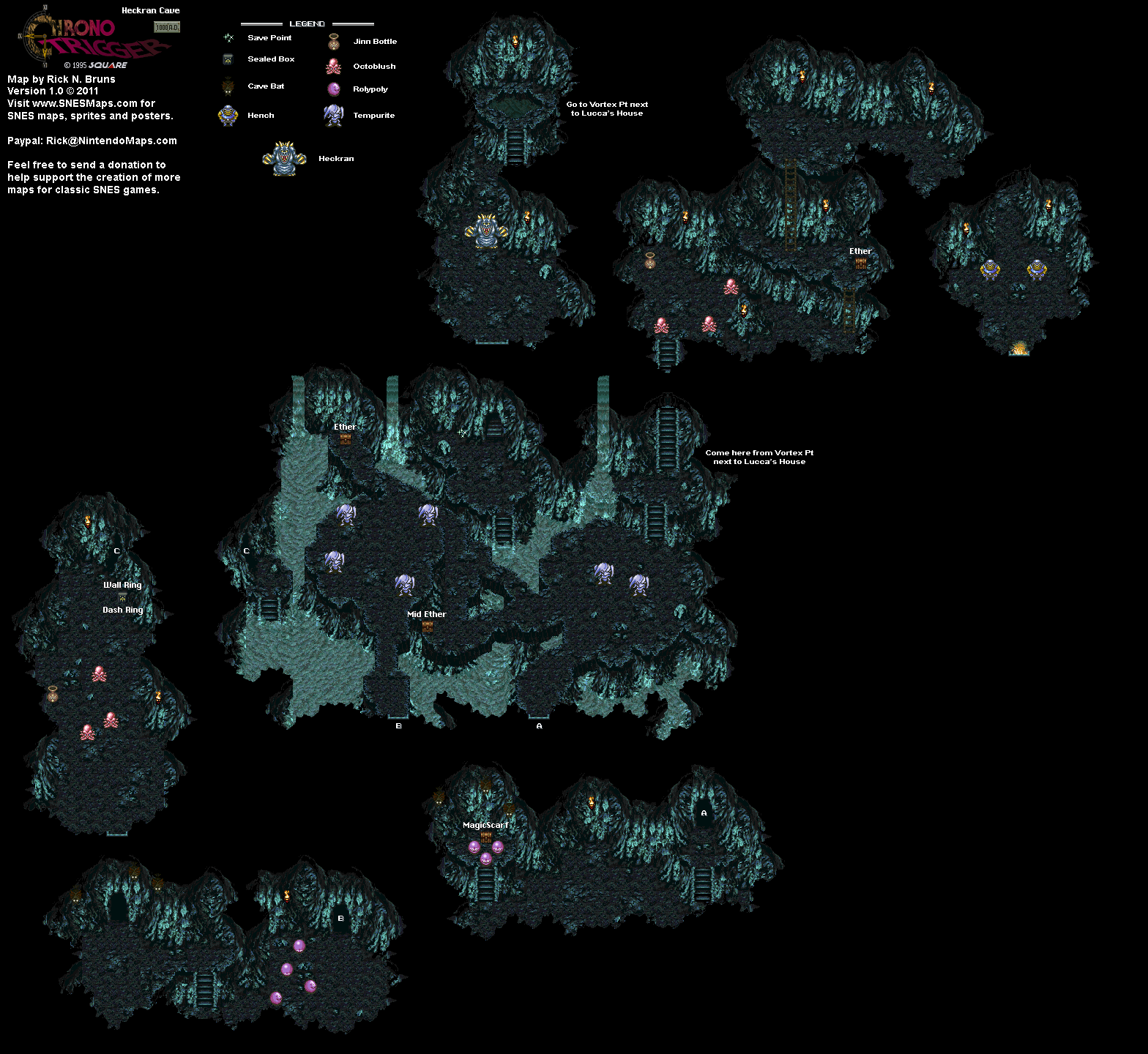 Chrono Trigger - Heckran Cave (1000 AD) Super Nintendo SNES Map