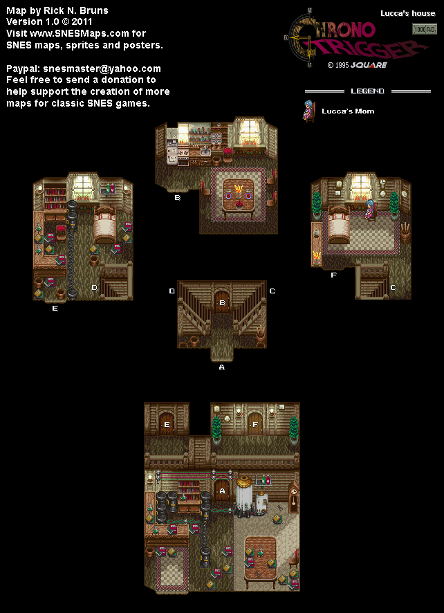 Chrono Trigger - Lucca's House (1000 AD) Super Nintendo SNES Map