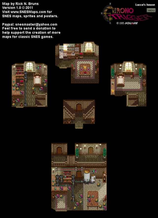 Chrono Trigger - Lucca's House (1000 AD) Super Nintendo SNES Map BG