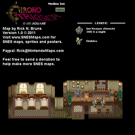 Chrono Trigger - Medina Inn (1000 AD) Super Nintendo SNES Map