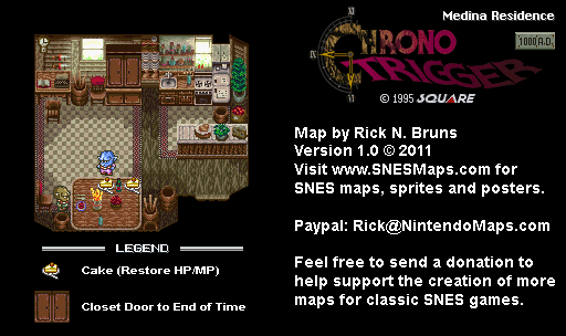 Chrono Trigger - Medina Residence (1000 AD) Super Nintendo SNES Map