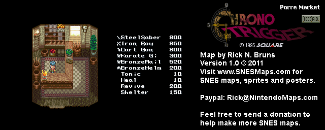 Chrono Trigger - Porre Market (1000 AD) Super Nintendo SNES Map