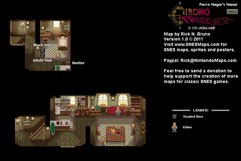 Chrono Trigger - Porre Mayor's Manor (1000 AD) Super Nintendo SNES Map