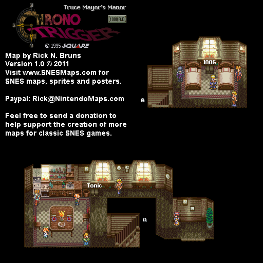 Chrono Trigger - Truce Mayor's Manor (1000 AD) Super Nintendo SNES Map