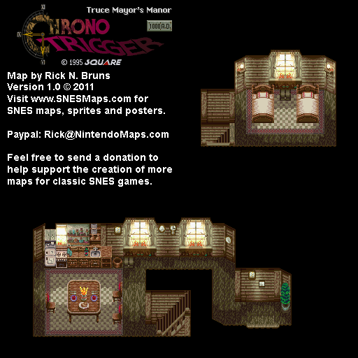 Chrono Trigger - Truce Mayor's Manor (1000 AD) Super Nintendo SNES Map BG
