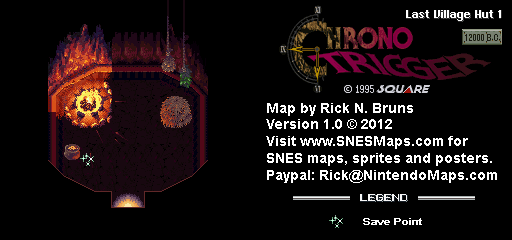 Chrono Trigger - Last Village Hut 1 (12,000 BC) Super Nintendo SNES Map