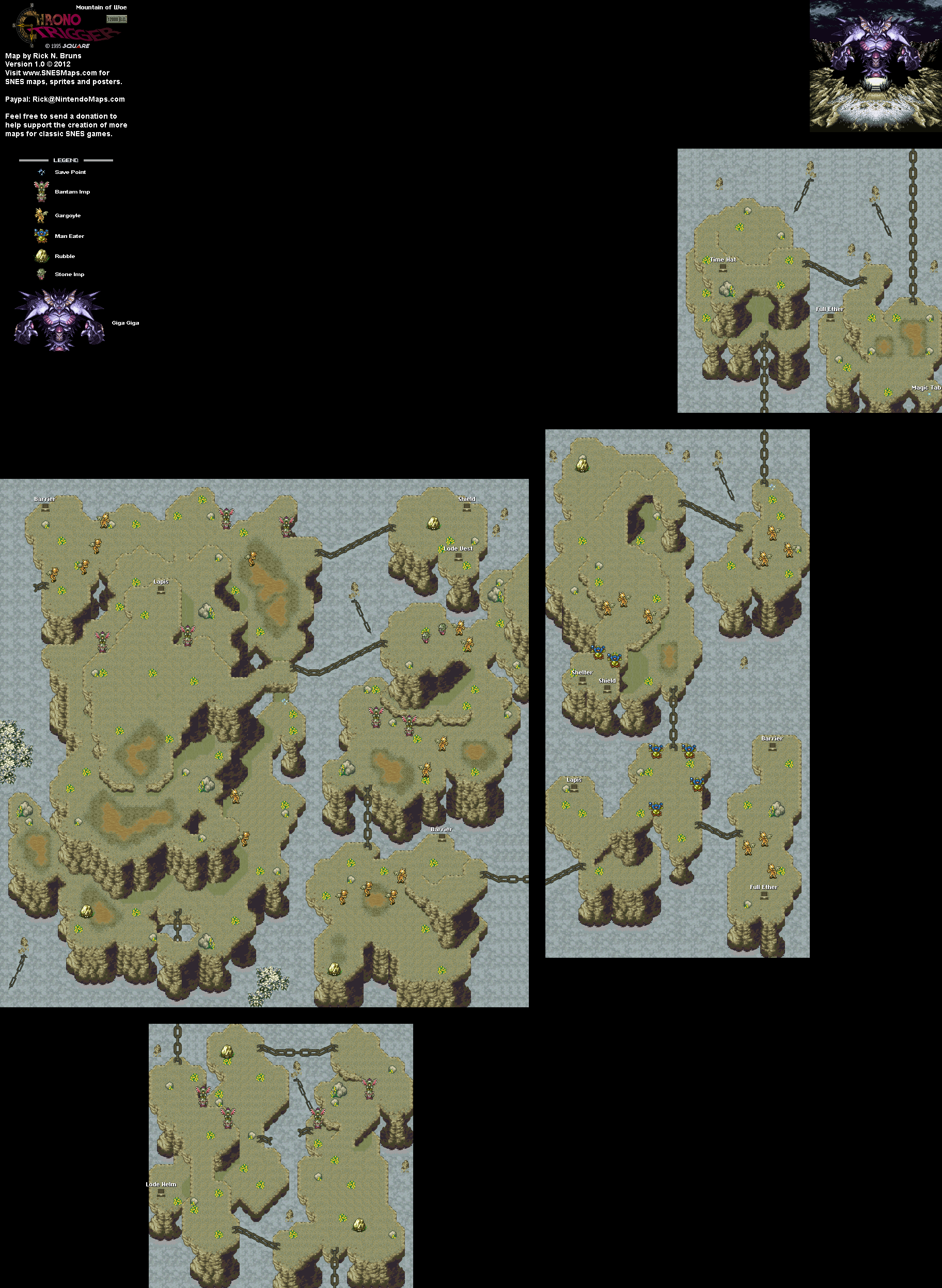 Chrono Trigger - Mountain of Woe (12,000 BC) Super Nintendo SNES Map