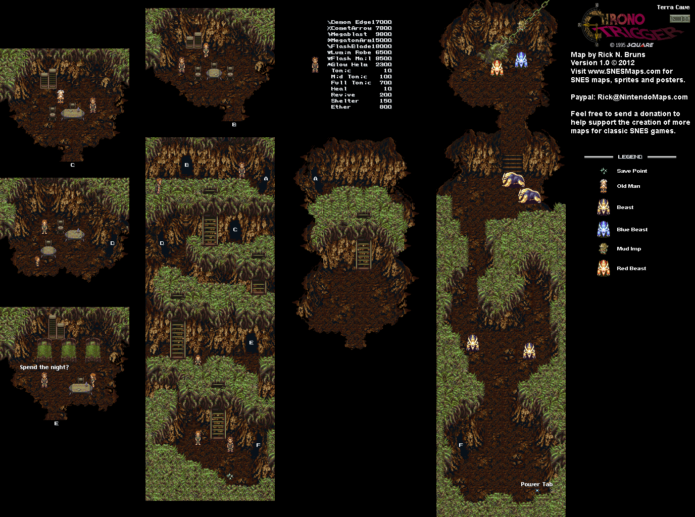 Chrono Trigger - Terra Cave (12,000 BC) Super Nintendo SNES Map
