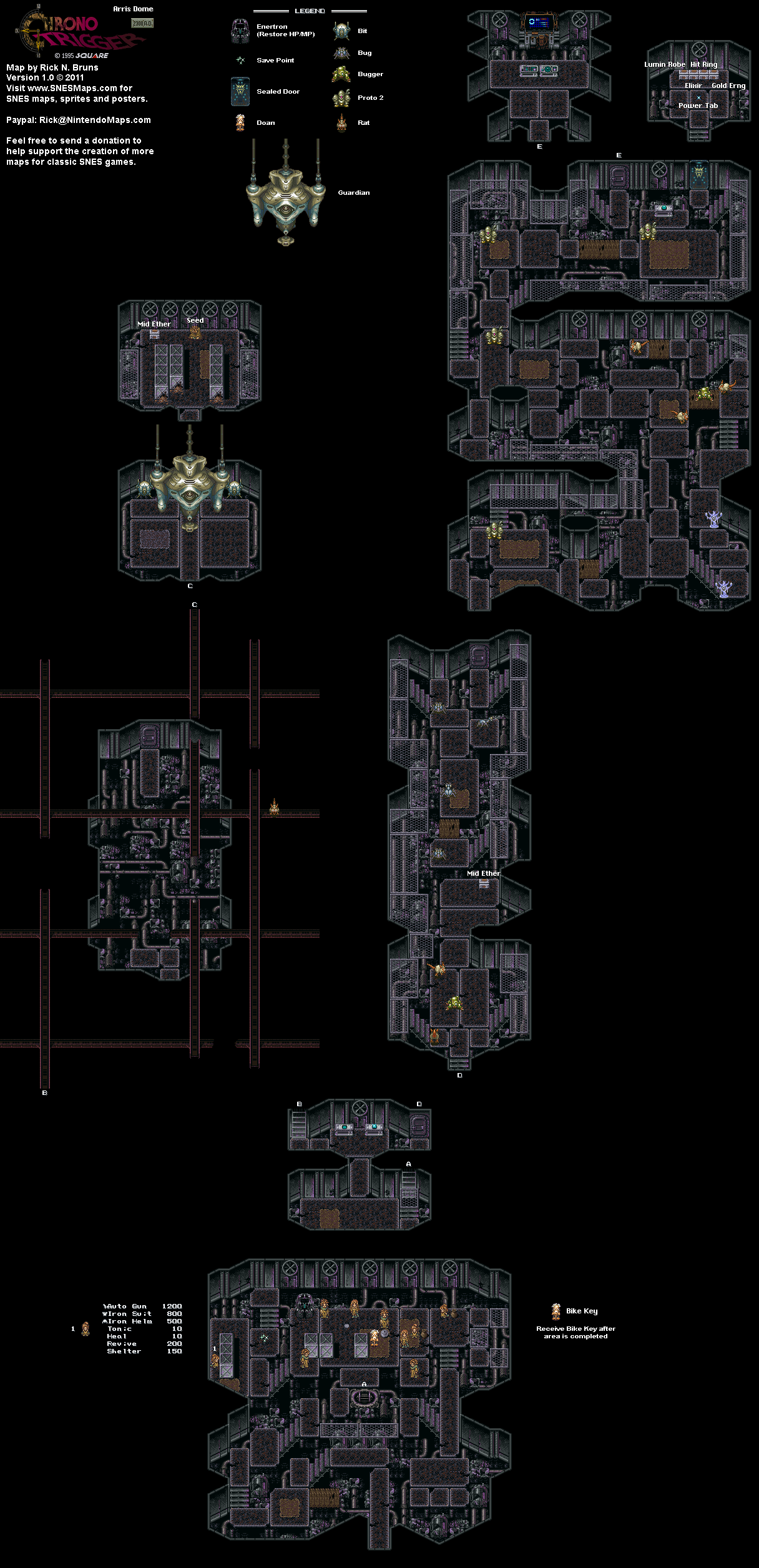 Chrono Trigger - Arris Dome (2300 AD) Super Nintendo SNES Map
