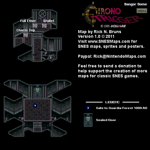 Chrono Trigger - Bangor Dome (2300 AD) Super Nintendo SNES Map