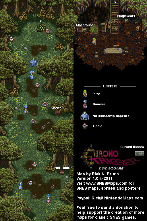Chrono Trigger - Cursed Woods (600 AD) Super Nintendo SNES Map