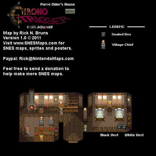 Chrono Trigger - Porre Elder's House (600 AD) Super Nintendo SNES Map