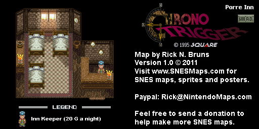 Chrono Trigger - Porre Inn (600 AD) Super Nintendo SNES Map