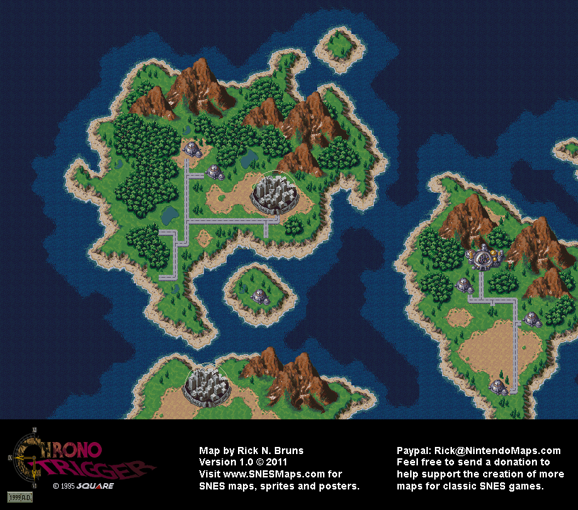 Chrono Trigger - Apocalypse (1999 AD) Overworld Super Nintendo SNES Map BG