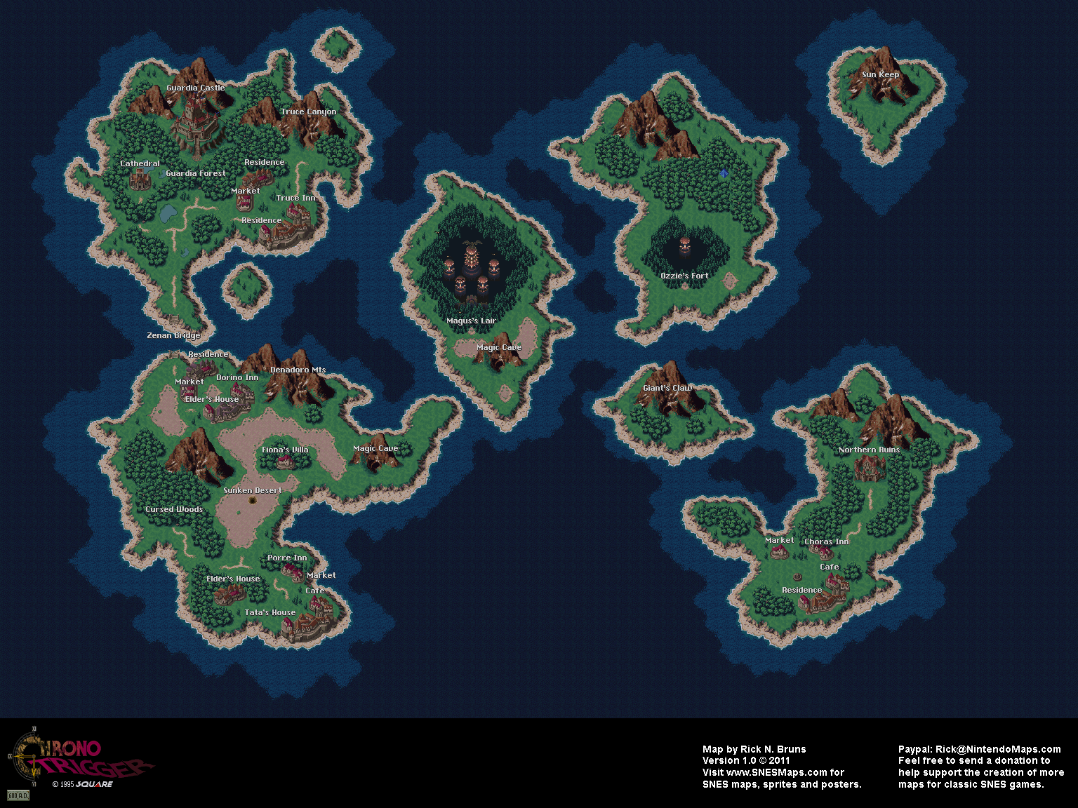 Chrono Trigger - Middle Ages (600 AD) Overworld Super Nintendo SNES Map
