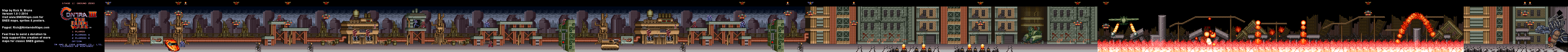 Contra 3: The Alien Wars - Stagel 1 Ground Zero - Super Nintendo SNES Map