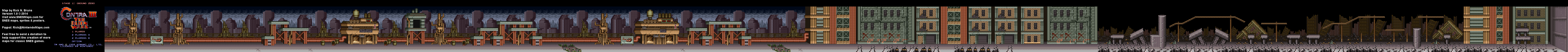 Contra 3: The Alien Wars - Stagel 1 Ground Zero - Super Nintendo SNES Map BG