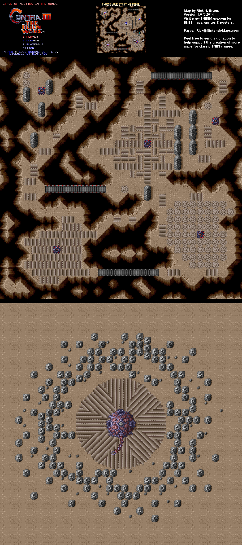 Contra 3: The Alien Wars - Stagel 5 Nesting in the Sands - Super Nintendo SNES Map