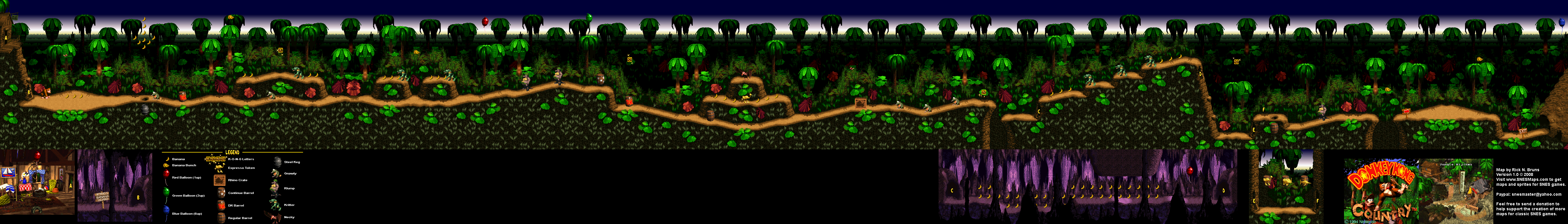 Donkey Kong Country - Level 1 - Jungle Hijinxs - Super Nintendo SNES Map