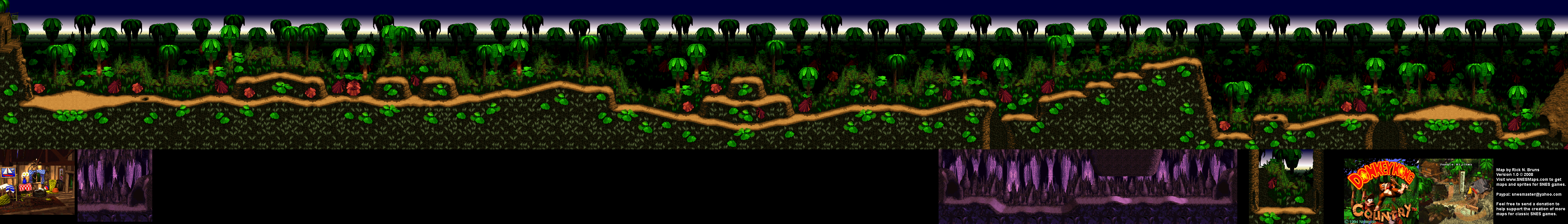 Donkey Kong Country - Level 1 - Jungle Hijinxs - Super Nintendo SNES Background Map