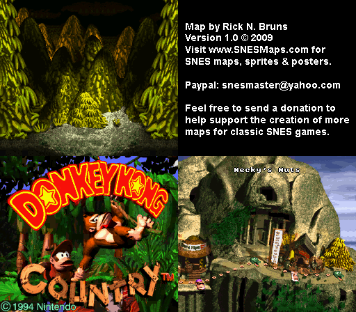 Donkey Kong Country - Level 12 - Necky's Nuts - Super Nintendo SNES Background Map