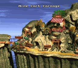 Donkey Kong Country Screen Shot Level 8 - Mine Cart Carnage