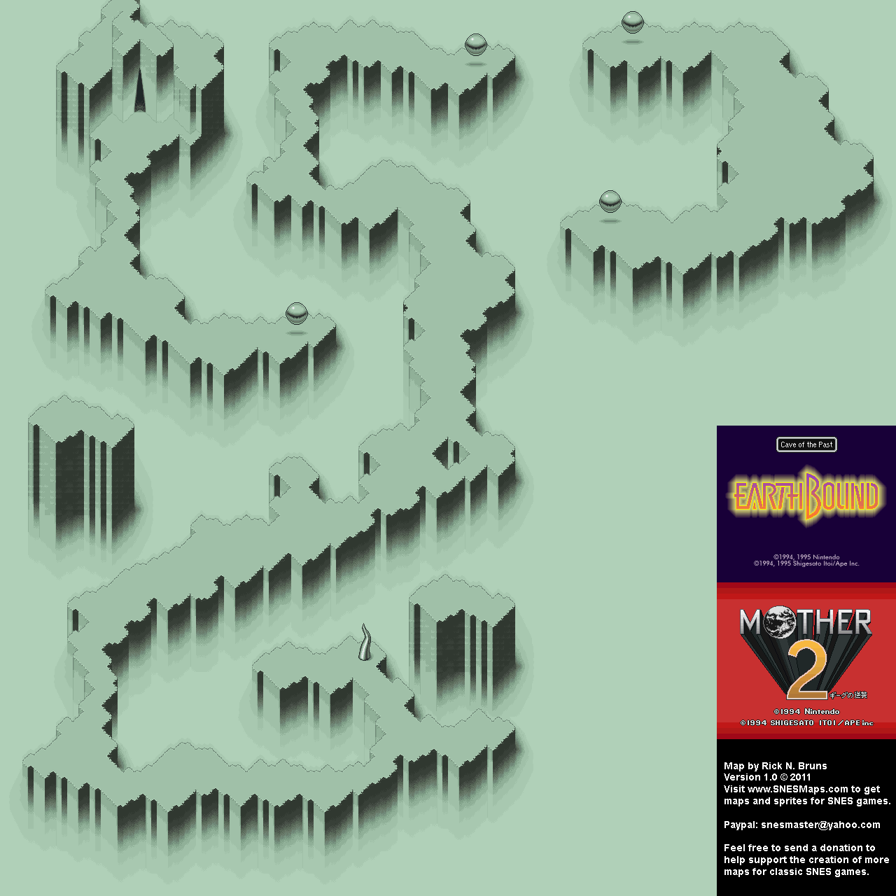 EarthBound (Mother 2) - Cave of the Past Super Nintendo SNES Map BG