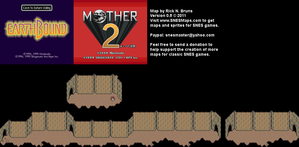 EarthBound (Mother 2) - Cave to Saturn Valley Super Nintendo SNES Map