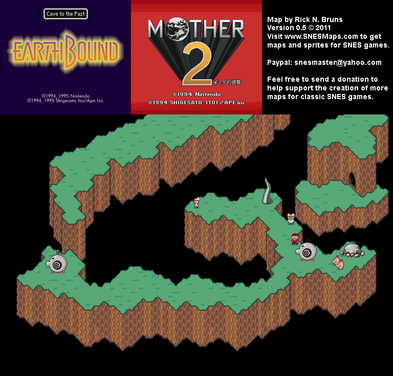 EarthBound (Mother 2) - Cave to the Past Super Nintendo SNES Map