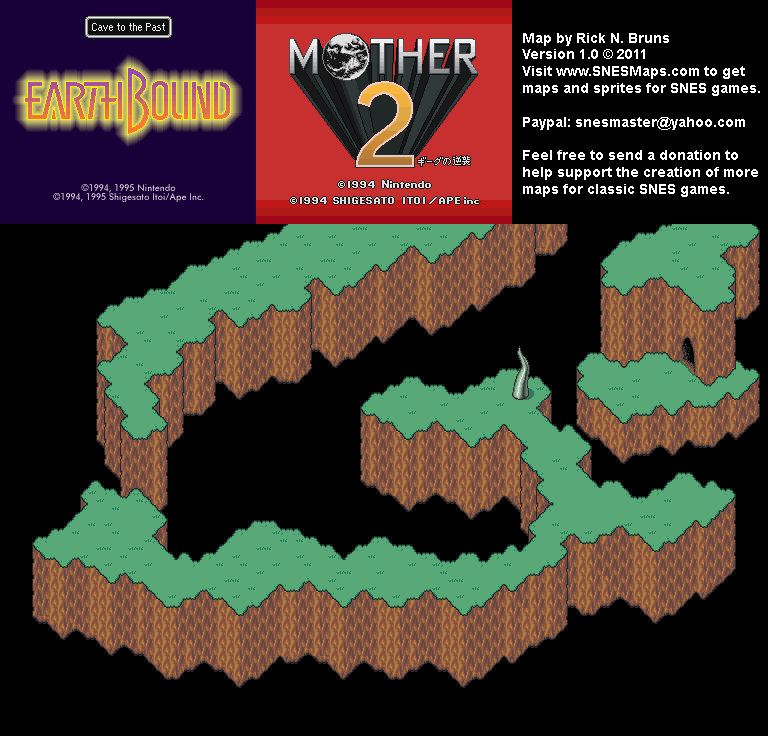 EarthBound (Mother 2) - Cave to the Past Super Nintendo SNES Map BG