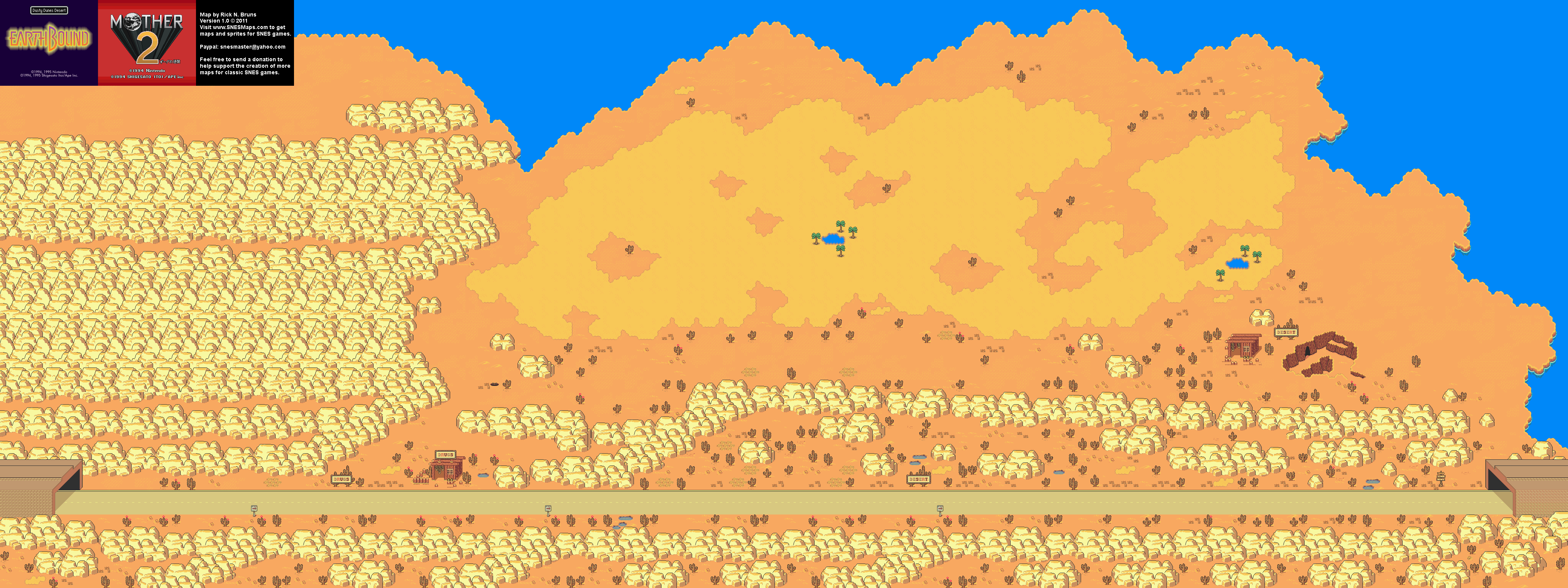 EarthBound (Mother 2) - Dusty Dunes Desert Super Nintendo SNES Map BG