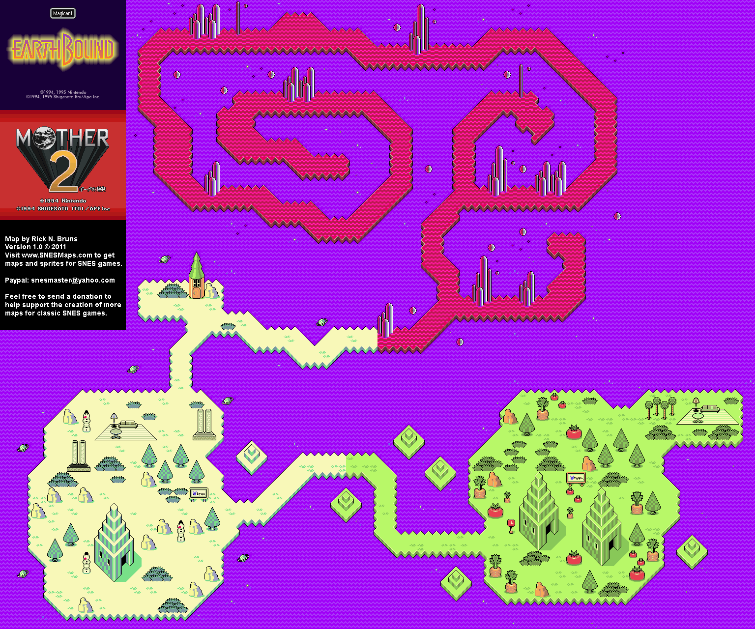 EarthBound (Mother 2) - Magicant Super Nintendo SNES Map BG