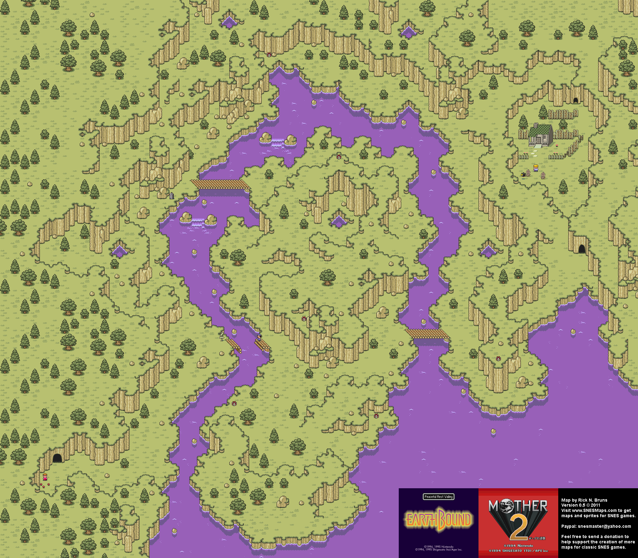 EarthBound (Mother 2) - Peaceful Rest Valley Super Nintendo SNES Map