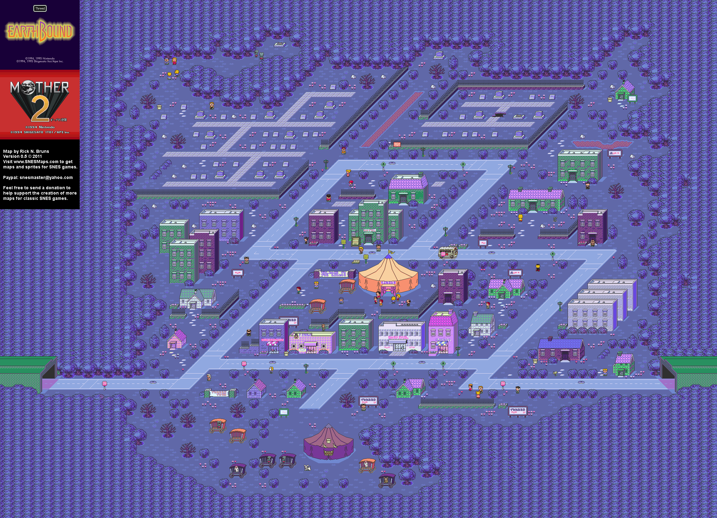 EarthBound (Mother 2) - Threed Super Nintendo SNES Map