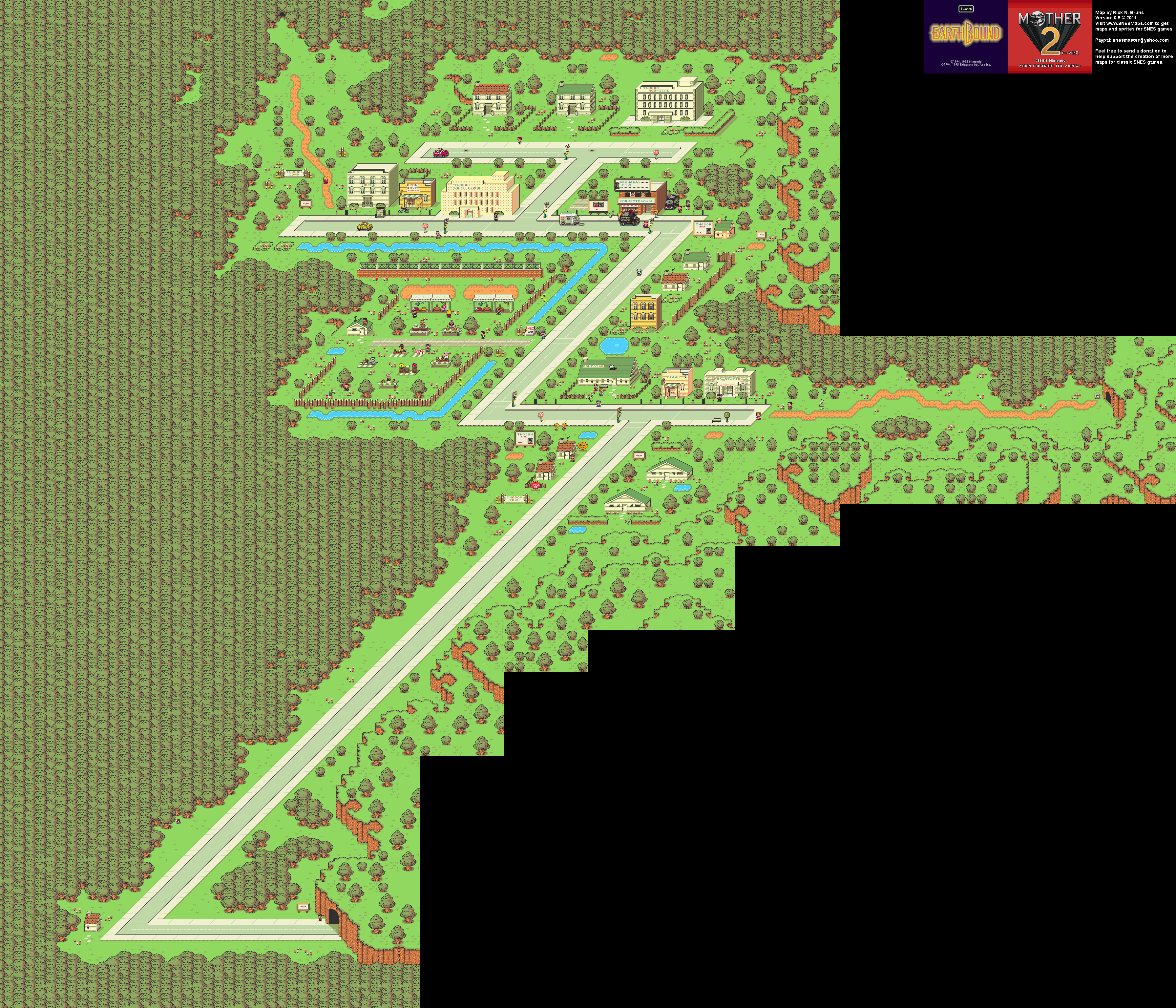 EarthBound (Mother 2) - Twoson Super Nintendo SNES Map
