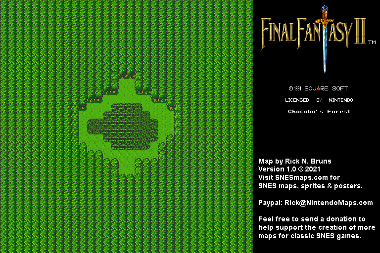 Final Fantasy II 2 (IV 4) - Chocobo's Forest Super Nintendo SNES Map BG