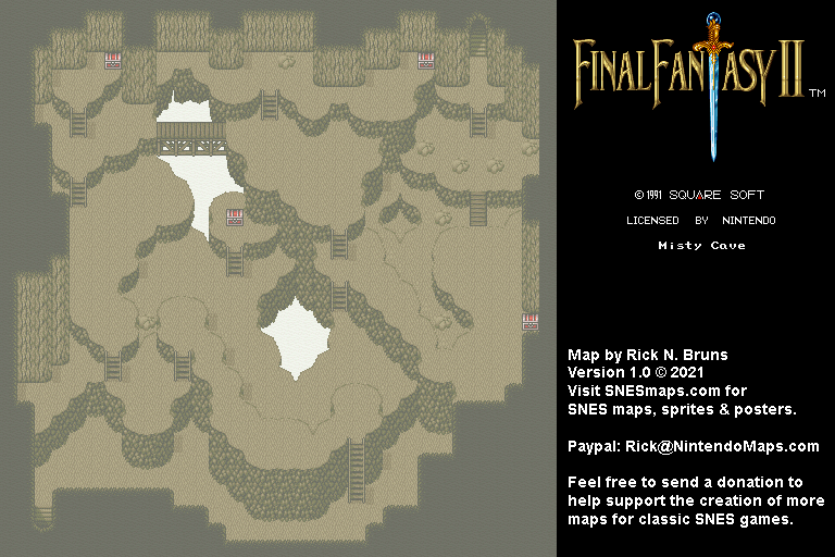 Final Fantasy II 2 (IV 4) - Misty Cave Super Nintendo SNES Map BG