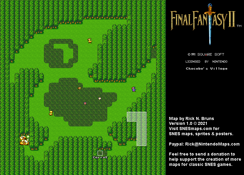 Final Fantasy II 2 (IV 4) - Chocobo's Village Super Nintendo SNES Map