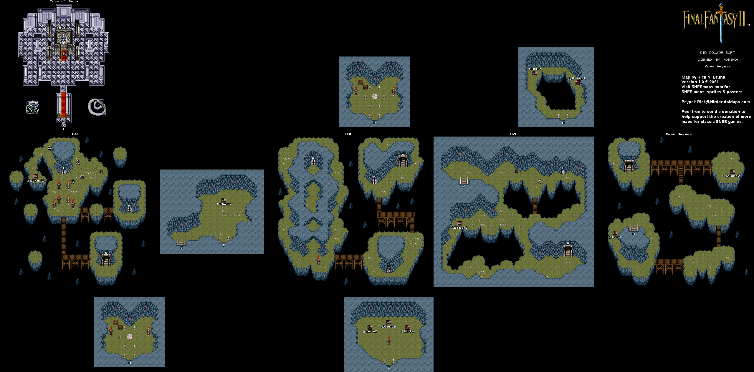 Final Fantasy II 2 (IV 4) - Cave Magnes Super Nintendo SNES Map