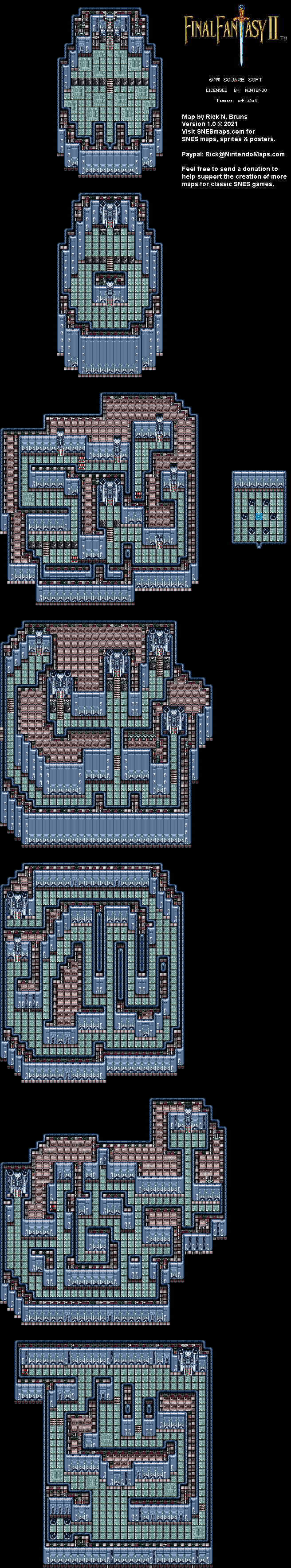 Final Fantasy II 2 (IV 4) - Tower of Zot Super Nintendo SNES Map BG